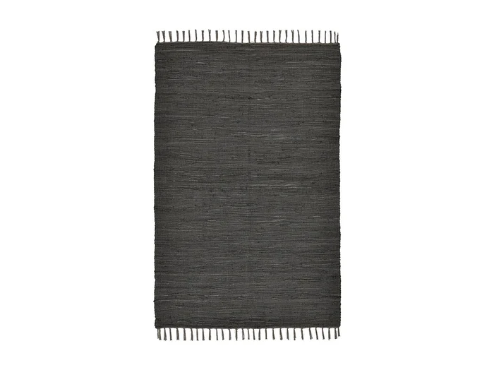 Alfombra de algodón tejida a mano y reversible 60×120 cm Antracita Happy Cotton