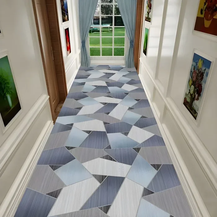 Alfombra de Área Multicolor de Fibra Sintética Tapiz Marroquí con Patrón de Flores para Pasillo, Antideslizante – Azul celeste 150 x 180 cm