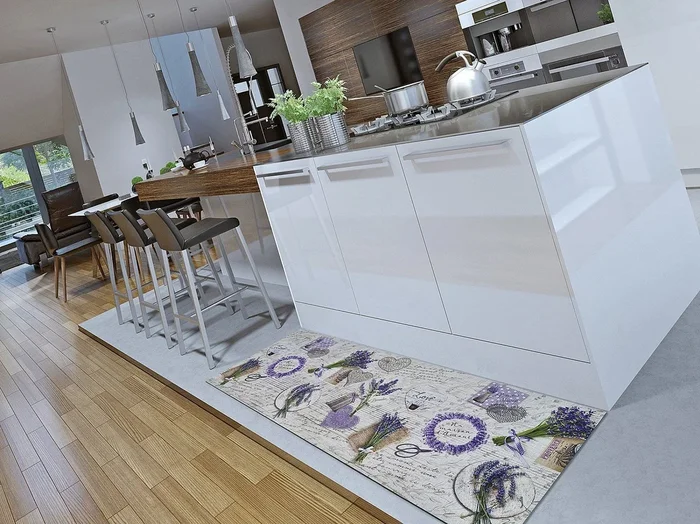 Alfombra de cocina – Diseños de lavanda – violeta – 52 x 200 cm – SPRINTY