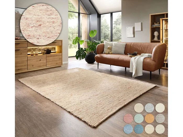 Alfombra de lana reversible tejida a mano 70×140 cm Beige oscuro Alpen