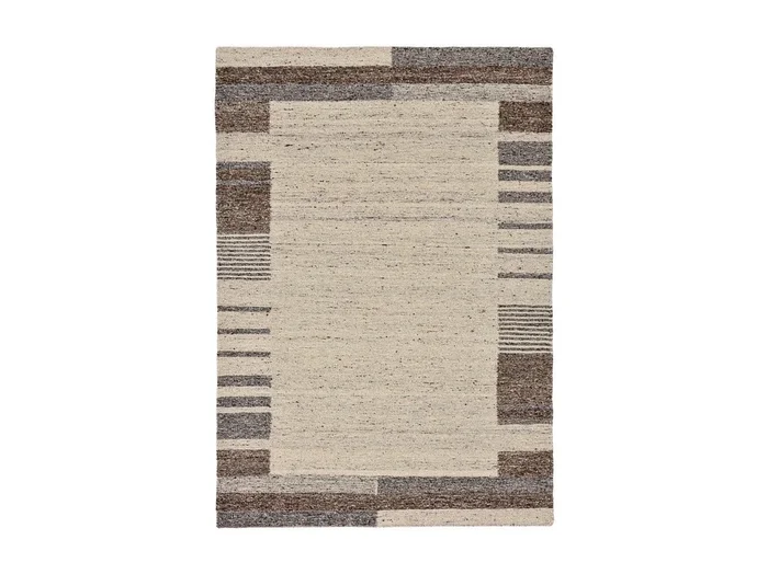 Alfombra de lana tejida a mano y enrollable 90×160 cm Beige multi Ehrwald