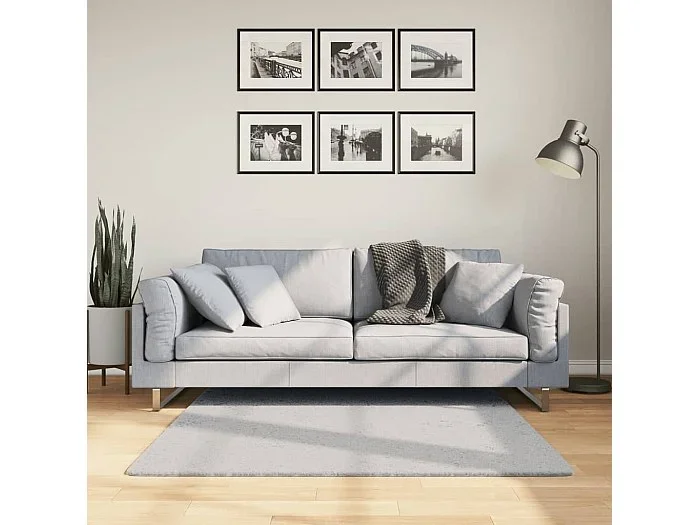 Alfombra de pelo corto suave lavable HUARTE gris 120×120 cm