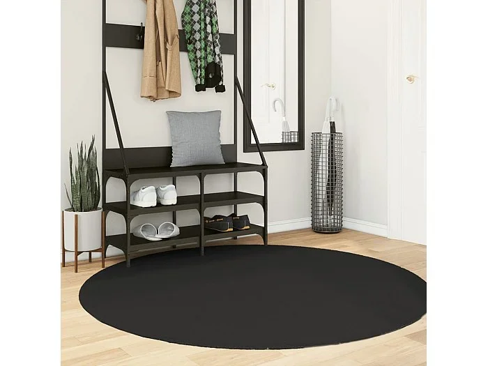 Alfombra de pelo corto suave lavable HUARTE negro Ø 160 cm