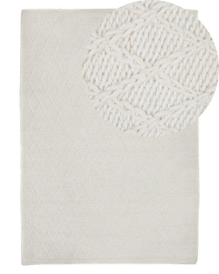 Alfombra ERZIN Blanco crema 140 x 200 cm Lana