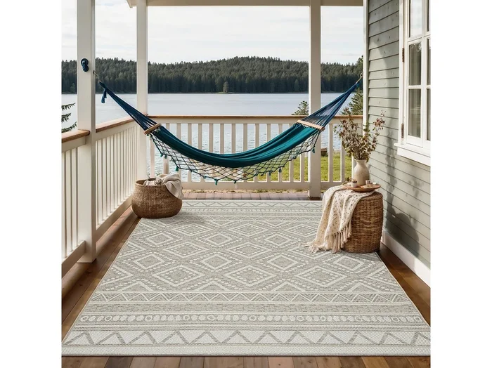 Alfombra Exterior Interior diseño moderno – Beige – 200 x 280 cm – CALGARY