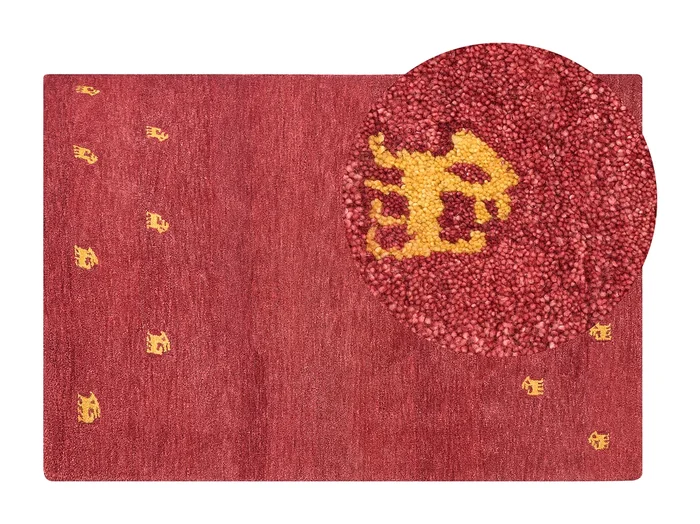Alfombra gabbeh de lana rojo/amarillo 140 x 200 cm YARALI