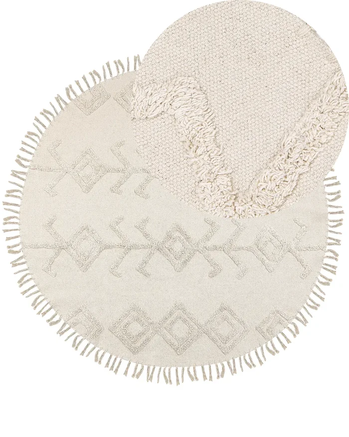 Alfombra HARRAN Beige claro ø 140 cm Algodón