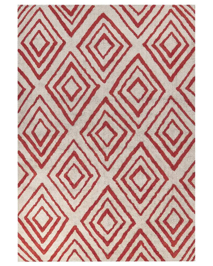 Alfombra HASKOY Rojo 160 x 230 cm Algodón
