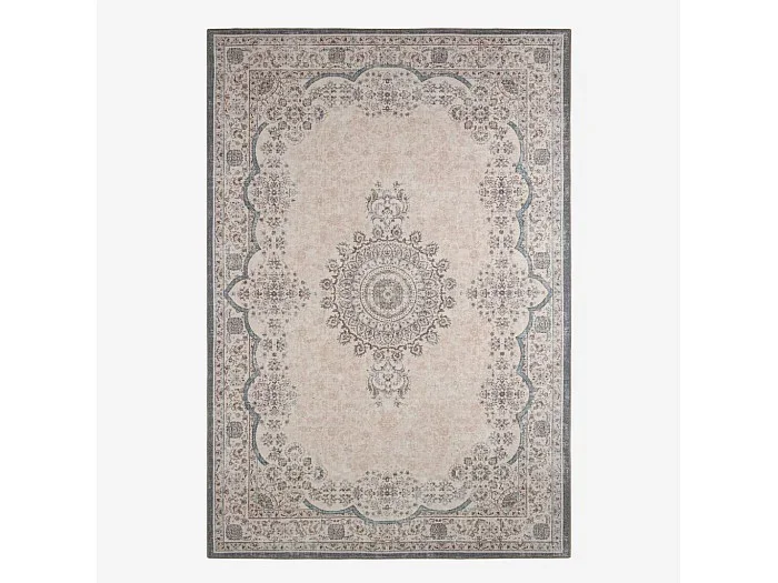 Alfombra interior con diseño barroco rosa, rojo y azul