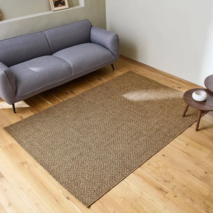 Alfombra interior/exterior efecto yute color caramelo