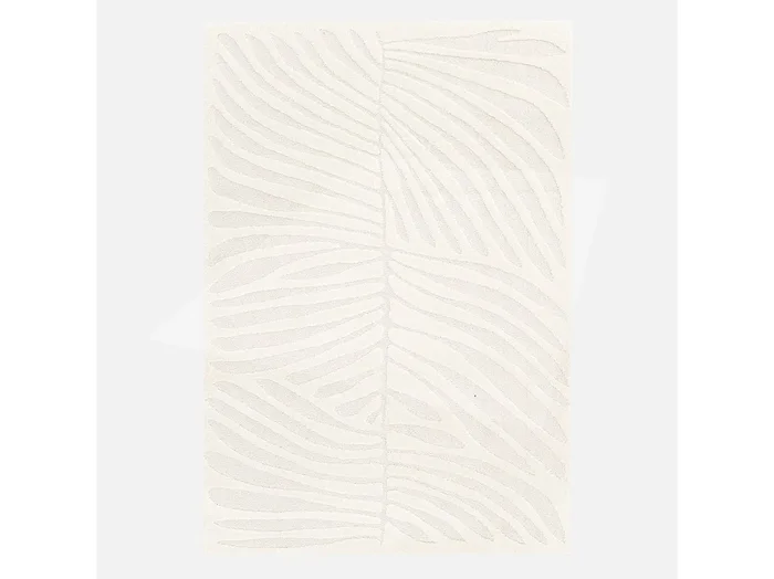 Alfombra interior shaggy con motivo vegetal beige