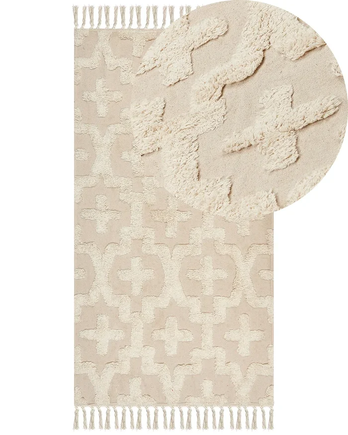 Alfombra ITANAGAR Beige 80 x 150 cm Algodón