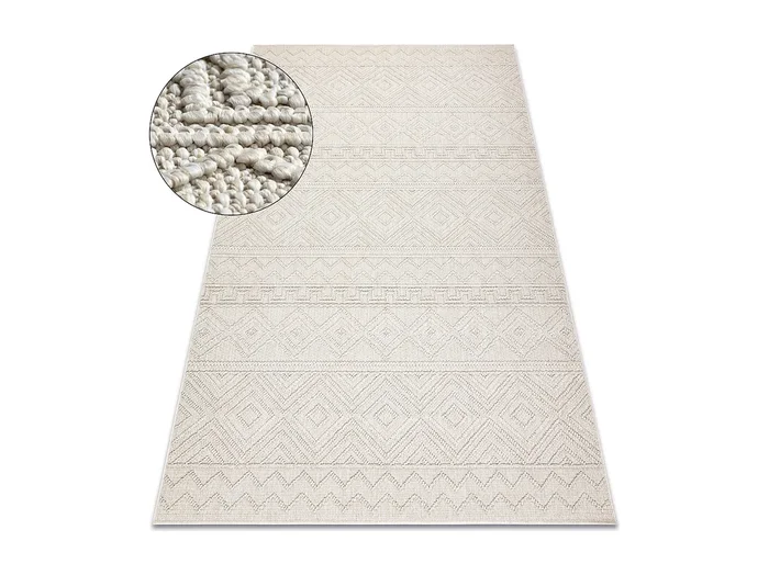 Alfombra JERSEY 19234 crema – Rombos, estructural, lazo BOHO 240×330 cm