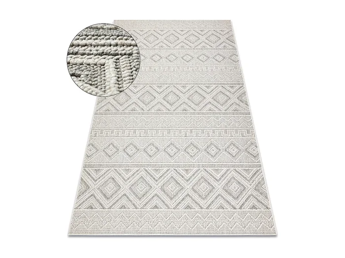 Alfombra JERSEY 19234 gris – Rombos, estructural, lazo BOHO 240×330 cm