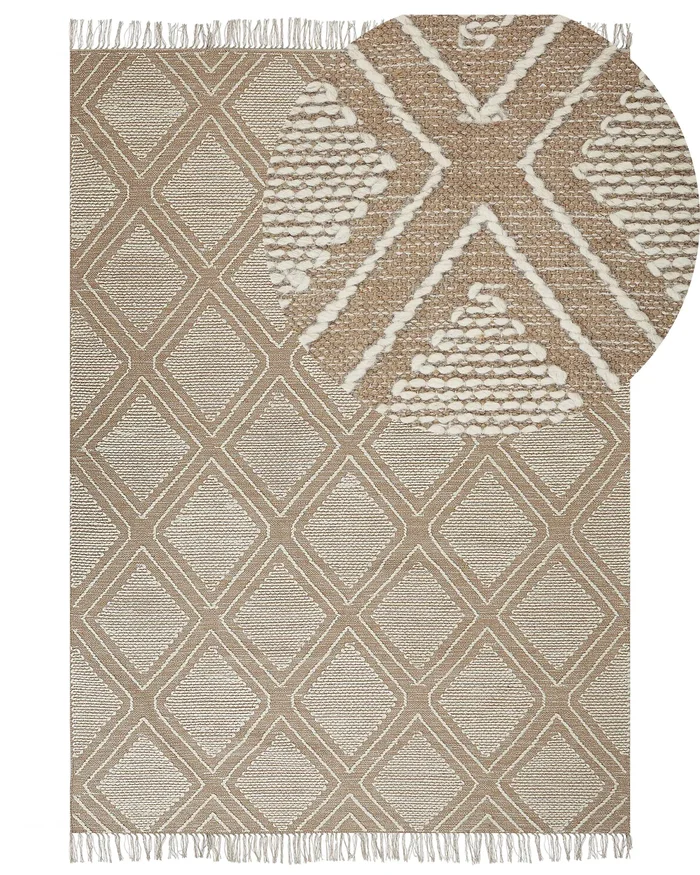 Alfombra KACEM Beige 140 x 200 cm Algodón