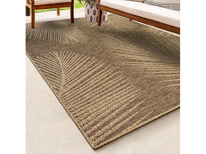 Alfombra Kansas Exterior Interior Aspecto Yute Palma Resistente intemperie – Naturaleza – 80 x 150 cm