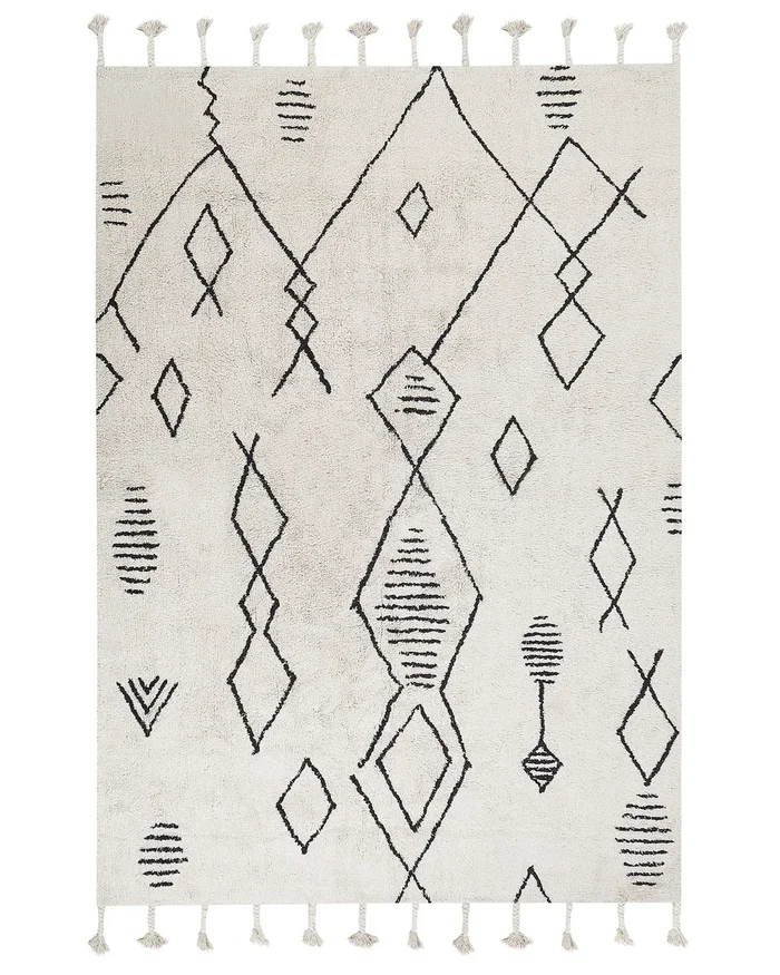Alfombra KEBIR Blanco crema 140 x 200 cm Algodón