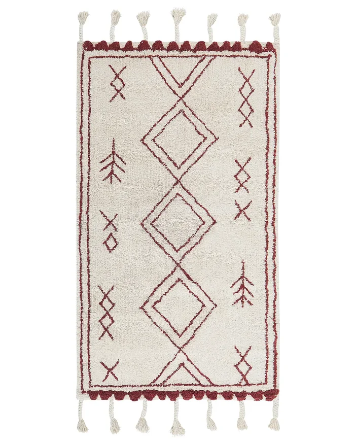 Alfombra KENITRA Blanco crema 80 x 150 cm Algodón