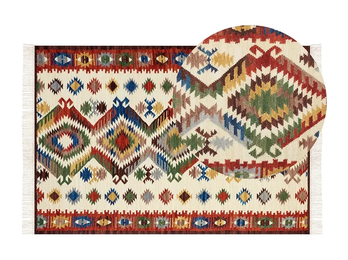 Alfombra kilim de lana multicolor 200 x 300 cm AREVIK