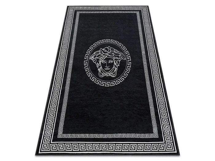 Alfombra lavable ANDRE 2031 Marco medusa griego antideslizante – negro 120×170 cm