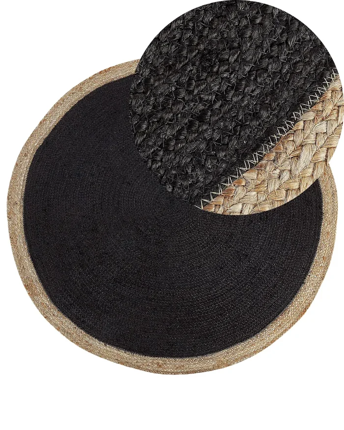 Alfombra MENEMEN Negro ø 120 cm Yute