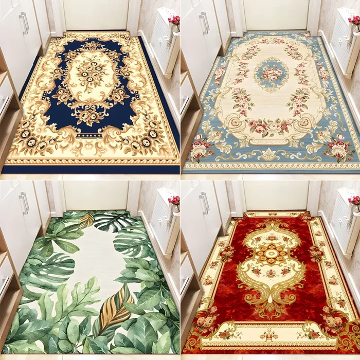 Alfombra Modernista con Patrón de Plantas Tapiz Multicolor de Fibra Sintética para Corredor, Lavable en Lavadora