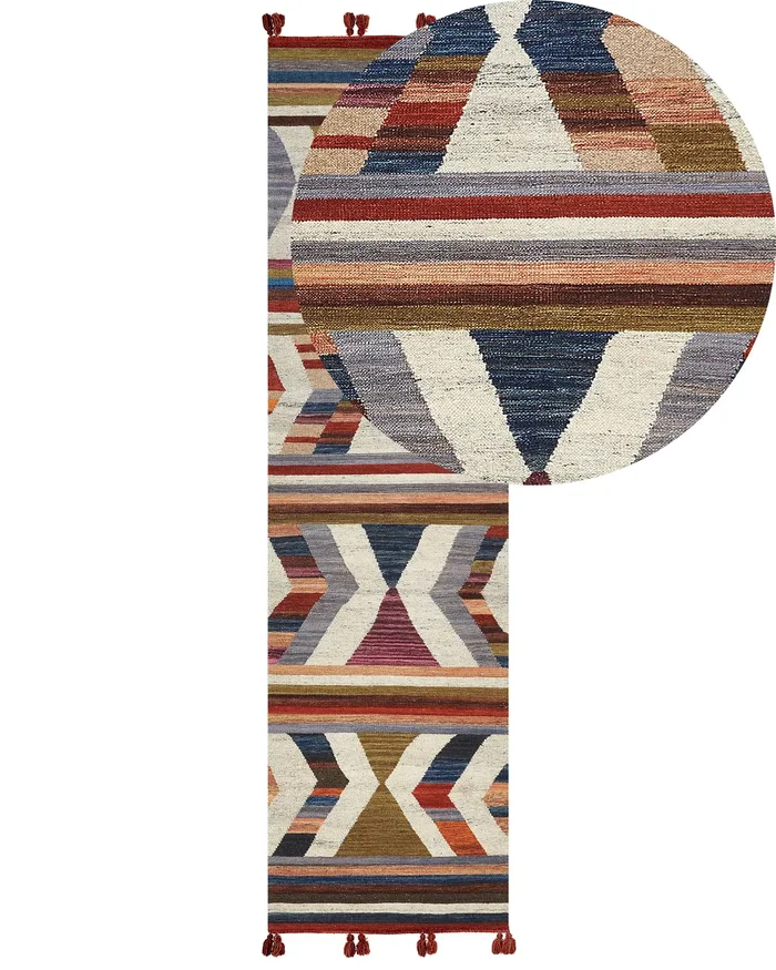 Alfombra MRGASHAT Multicolor 80 x 300 cm Lana Kilim