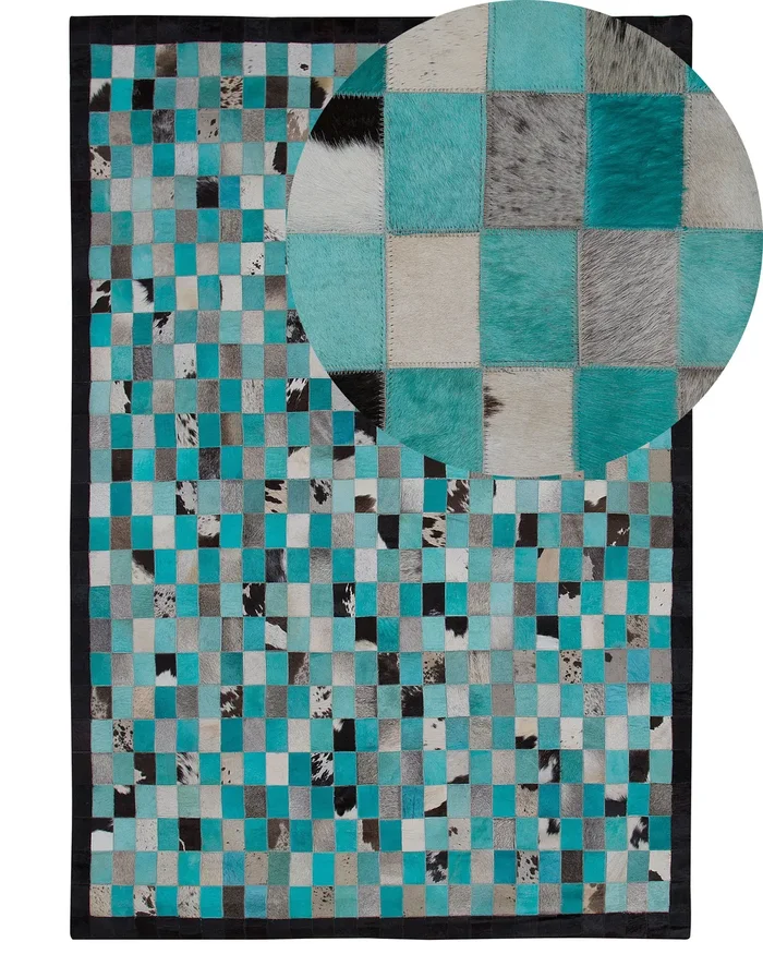 Alfombra NIKFER Azul 140 x 200 cm Piel