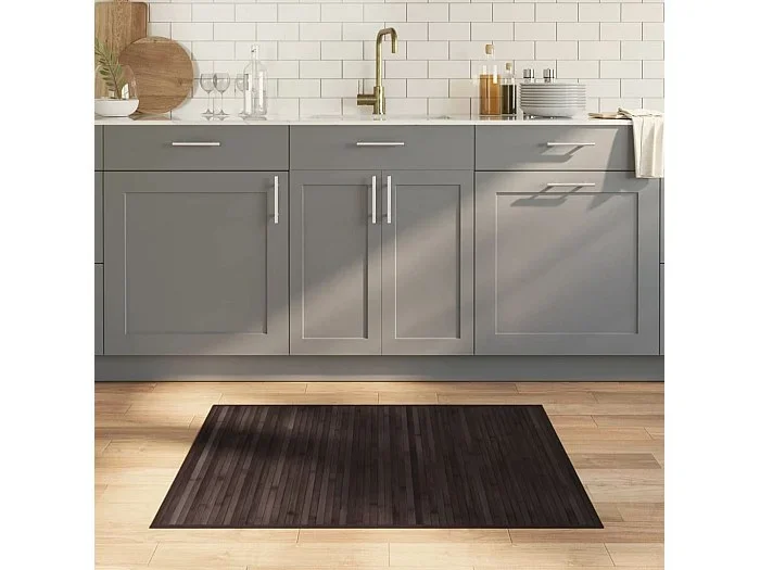 Alfombra rectangular bambú marrón oscuro 80×100 cm