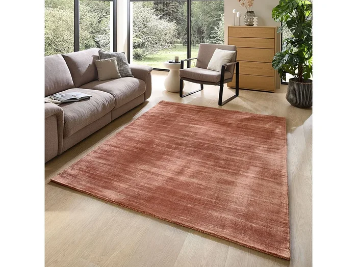 Alfombra tejida a mano de viscosa 70×140 cm Cobre Star