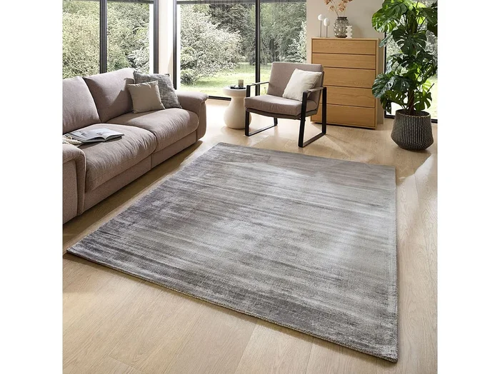 Alfombra tejida a mano de viscosa 70×140 cm Gris Star