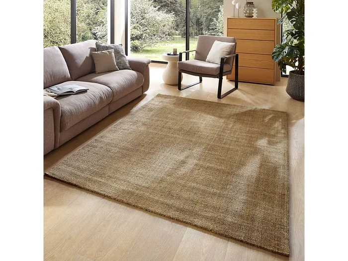 Alfombra UNI a rayas de viscosa y lana 120×180 cm Oro Venus