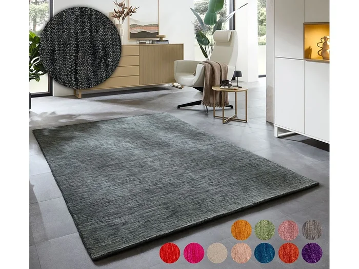Alfombra UNI tejida a mano 190×290 cm Gris oscuro Holi