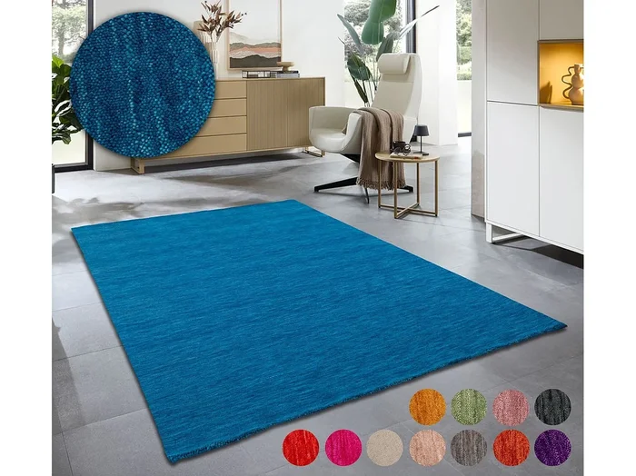 Alfombra UNI tejida a mano 60×90 cm Azul Holi