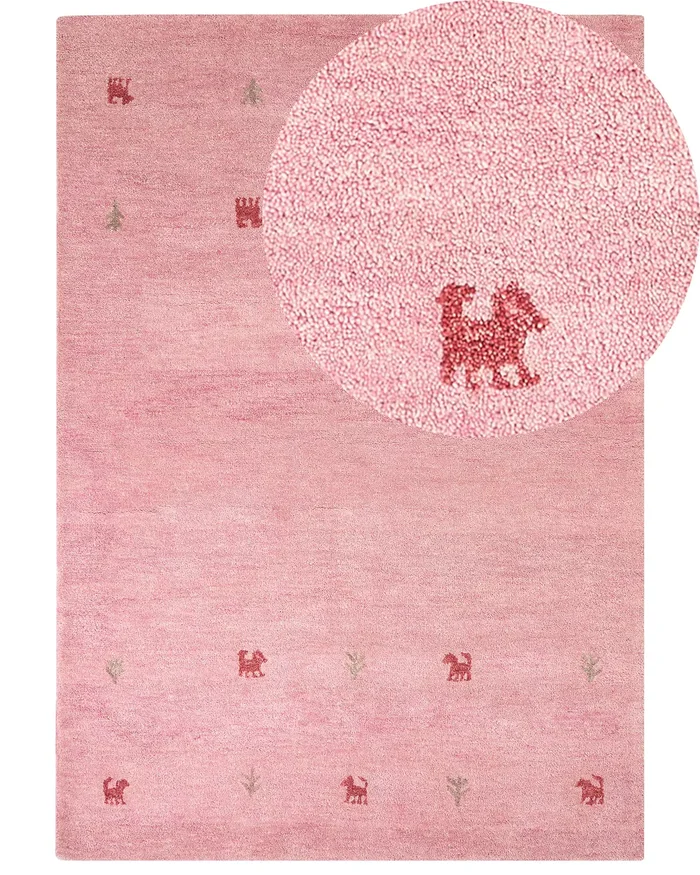 Alfombra YULAFI Rosa 160 x 230 cm Lana Gabbeh