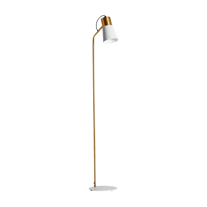 Alicena Lámpara de Pie, de Hierro, en color Blanco/Oro, de 24x30x151cm – Lastdeco