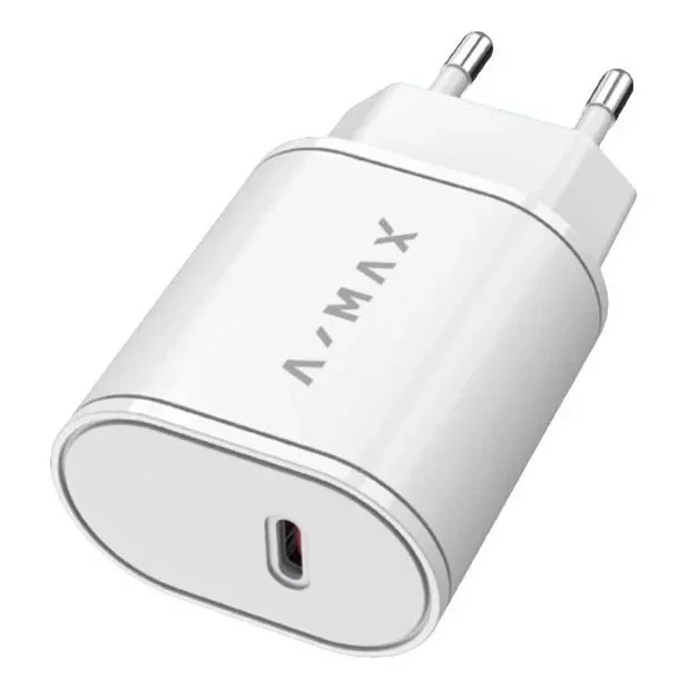 Aligator AX0001V – Adaptador de carga rápida A-MAX Power Delivery 20W USB-C, blanco