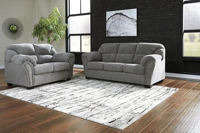 Allmaxx Pewter Fabric Sofa and Loveseat