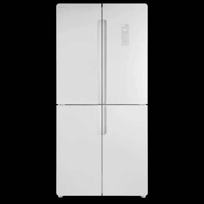 AMCB-485GW NFT Frigorifico Combi Americano Inverter 185 X 86 X 67,8 Cm, Cristal White Door, No Frost Total, Clasificación Energetica A+ (f) (, Display, Capacidad Total Neta 431 (l), Luz Led, Leco System- Infiniton