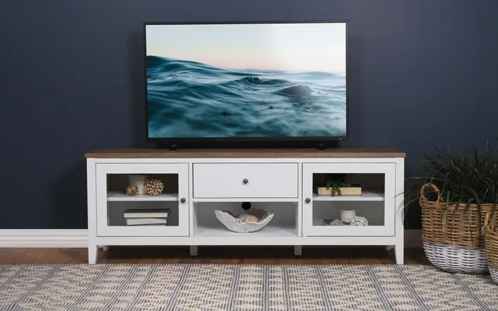 Angela Brown and White 2-door Wooden 67″ TV Stand