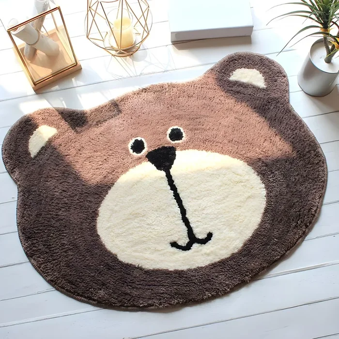 Antideslizante Alfombra Irregular con Patrón de Animal Tapete Infantil de Fibra Superfina Antideslizante para Interior – Café 45 x 60 cm