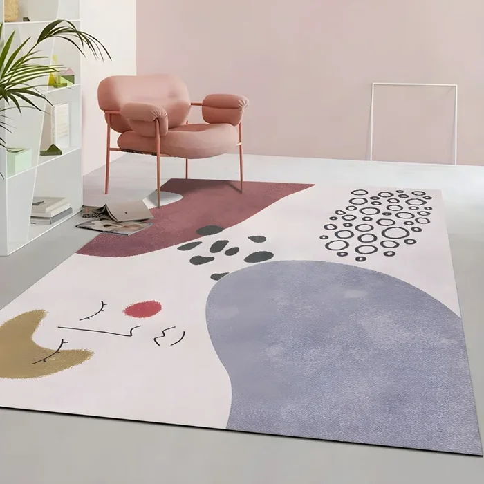 Antideslizante Alfombra Nórdica de Fibra Sintética Multicolor Tapiz con Dibujo Geométrico para Sala de Estar – Gris 140 x 200 cm