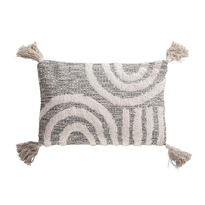 Anya Cojín, de Algodón, en color Blanco/Negro, de 60x10x40cm – Lastdeco