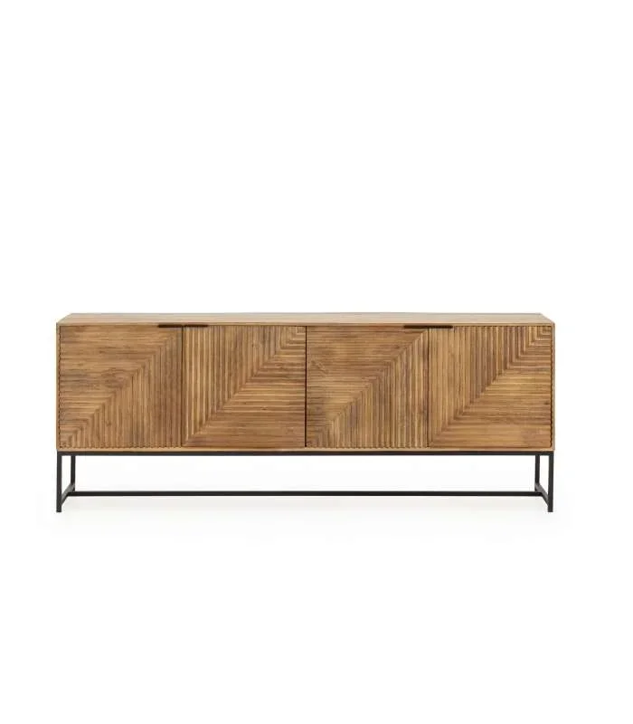 Aparador 4 puertas Nerea acabado en madera de mango, 80cm(alto) 210cm(ancho) 40cm(largo)