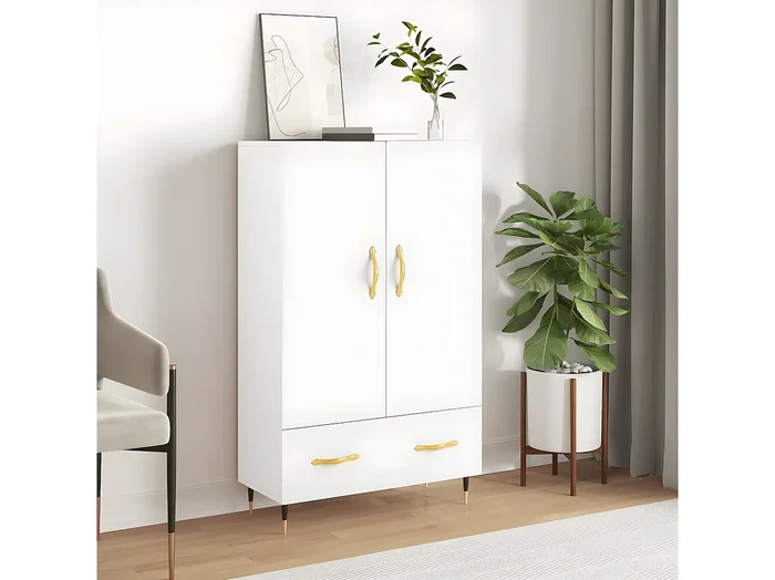 Aparador alto blanco 69,5x31x115 cm de madera contrachapada