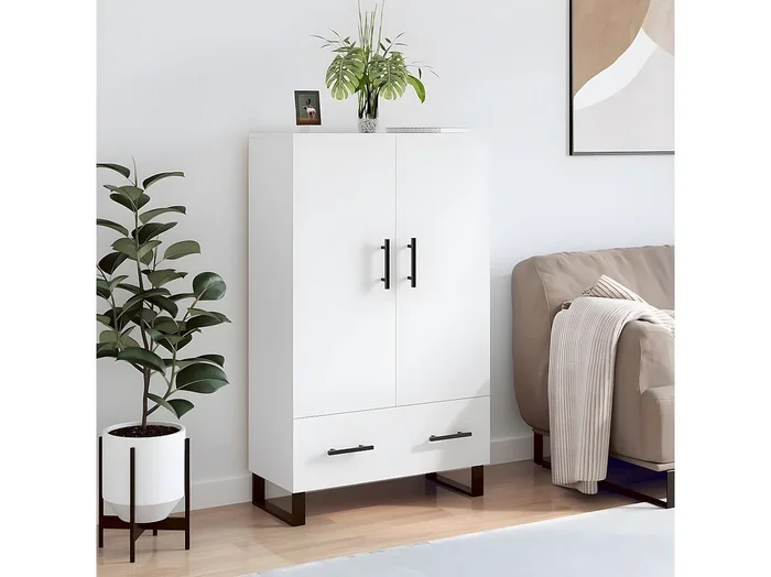 Aparador alto blanco 69,5x31x115 cm de madera contrachapada