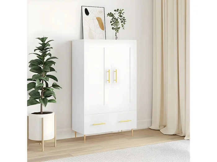 Aparador alto blanco 69,5x31x115 cm de madera contrachapada
