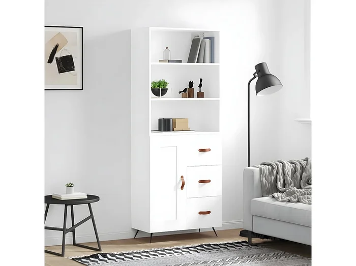 Aparador alto Blanco 69,5x34x180 cm Madera contrachapada