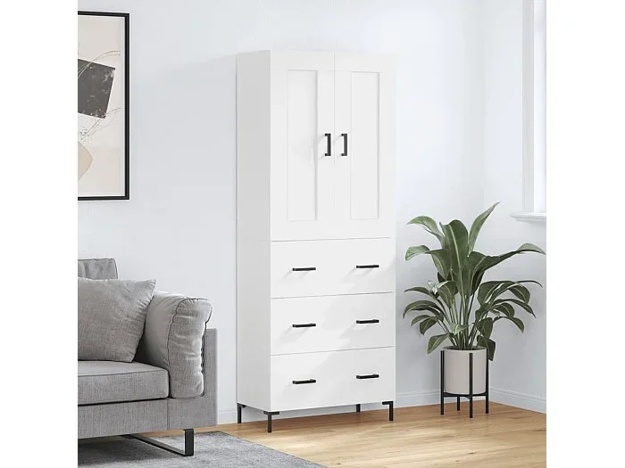 Aparador alto blanco 69,5x34x180 cm Madera contrachapada
