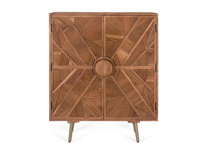 Aparador alto de madera de mango con puertas talladas
